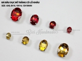 Đá bầu dục cao cấp, đế trắng có lỗ khâu