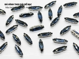 Set 10 hạt đá thoi dài đế bạc có lỗ 4*15mm