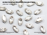 Đá hình thoi đế bạc cao cấp có viền đá nhỏ cùng màu 9*18mm