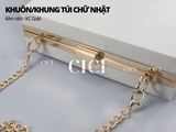 Full bộ Khung Túi/ khuôn ví tròn Clutch có dây xích đeo và vòng kim loại gắn đá (bạc)