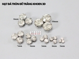 Đá tròn trắng đế trắng đế vàng khoen D 3D