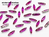 Set 10 hạt đá thoi dài đế bạc có lỗ 4*15mm