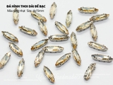 Set 10 hạt đá thoi dài đế bạc có lỗ 4*15mm
