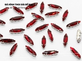 Set 10 hạt đá thoi dài đế bạc có lỗ 4*15mm