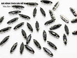 Set 10 hạt đá thoi dài đế bạc có lỗ 4*15mm