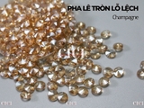 Túi 20 hạt pha lê tròn chóp nhọn 2 mặt lỗ lệch (mặt dây)