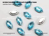 Đá hình thoi đế bạc cao cấp có viền đá nhỏ cùng màu 9*18mm