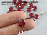 Set 10 hạt đá tròn chóp nhọn màu sữa mocha đế bạc