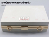 Full bộ Khung Túi/ khuôn ví tròn Clutch có dây xích đeo và vòng kim loại gắn đá (bạc)