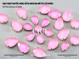 Set 10 hạt Đá giọt nước màu sữa Mocha đế vàng có lỗ khâu