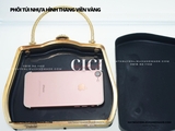 Khuôn túi/khung ví clutch hình thang viền vàng