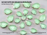 Set 10 hạt Đá giọt nước màu sữa Mocha đế bạc có lỗ khâu