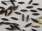 Set 10 hạt đá hình thoi dài đế vàng có lỗ 4x15mm