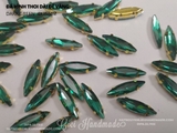 Set 10 hạt đá hình thoi dài đế vàng có lỗ 4x15mm