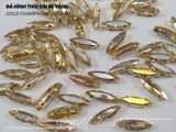 Set 10 hạt đá hình thoi dài đế vàng có lỗ 4x15mm