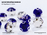 Túi 50-100 hạt đá tròn đế bạc khoen 3D nhiều màu link 1/2