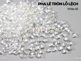Túi 20 hạt pha lê tròn chóp nhọn 2 mặt lỗ lệch (mặt dây)