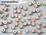 Túi 50-100 hạt đá tròn màu sữa đục đế bạc có lỗ khâu