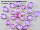Set 10 hạt Đá giọt nước màu sữa Mocha đế vàng có lỗ khâu