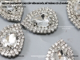 Hạt đá giọt nước cao cấp viền đá đôi, đế trắng có lỗ khâu 10*14mm