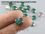 Set 10 hạt đá tròn chóp nhọn màu sữa mocha đế vàng có lỗ khâu