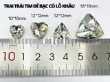 Túi 5 hạt đá tam giác đế bạc 18mm
