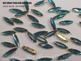 Set 10 hạt đá hình thoi dài đế vàng có lỗ 4x15mm