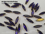 Set 10 hạt đá hình thoi dài đế vàng có lỗ 4x15mm
