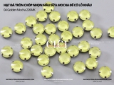 Set 10 hạt đá tròn chóp nhọn màu sữa mocha đế vàng có lỗ khâu