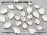 Set 10 hạt Đá giọt nước màu sữa Mocha đế bạc có lỗ khâu