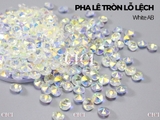 Túi 20 hạt pha lê tròn chóp nhọn 2 mặt lỗ lệch (mặt dây)