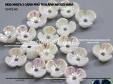 Hoa nhựa 3 cánh phủ trai ánh AB size 6mm nguyên liệu hoa tai DIY  (túi 20 hoa)