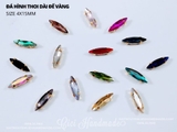 Set 10 hạt đá hình thoi dài đế vàng có lỗ 4x15mm