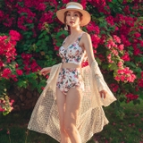Bộ đồ bơi Hàn Quốc bikini 2 mảnh cạp cao  đẩy ngực phong cách retro hoa