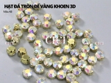 Đá tròn trắng đế trắng đế vàng khoen D 3D
