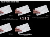 50c Túi zip trắng đục có lỗ treo