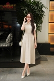 43027E05 - Đầm đũi nhật be cổ đức thắt đai eo