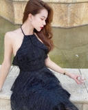 Elise Black Fur Dress