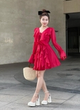 Red pearl dress