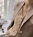 Áo Suitvest (Gile) vải tafta nâu WALENTY