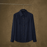 Áo sơ mi xếp ly ngực Lace