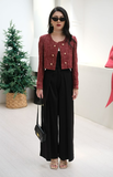 Wide leg silk trousers
