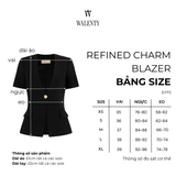 Áo Blazer không ve cổ ngắn tay, màu be và đen - Refine Charm Blazer
