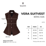 Áo Gile Suitvest Nữ Vera Dáng Dài Cổ Nhọn Nút Kim Loại WALENTY