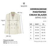 Áo Blazer hai khuy màu kem sọc vải vân xương cá WALENTY