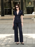 Áo Blazer Nữ Neira Denim Ngắn Tay Chiết Eo Kèm Dây Thắt Nơ WALENTY