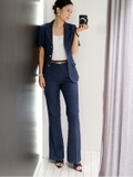 Chic Faux-Denim Flares Trousers