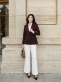 Áo Blazer Nữ Công Sở Màu Nâu 6 Khuy Dáng Suông WALENTY