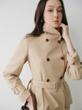 Áo Khoác Trench Coat Nữ Chelsea Dáng Lửng Kèm Đai Màu Be Công Sở WALENTY