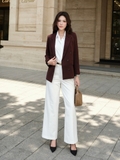 Áo Blazer Nữ Công Sở Màu Nâu 6 Khuy Dáng Suông WALENTY